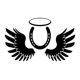 Bargain Max Decals Horseshoe Angel Decal Notebook Car Laptop 5.5" (Black)
