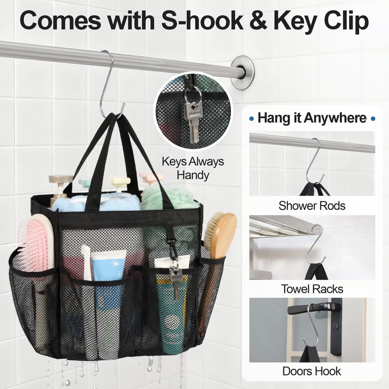 F-color Mesh Shower Caddy Portable for College Dorm Room Essentials
