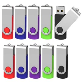 EASTBULL 1GB Flash Memory USB 2.0 Flash Drive 360° Rotating Dustproof USB Flash Drive with Lanyard LED Light (1GB 5 Colors)
