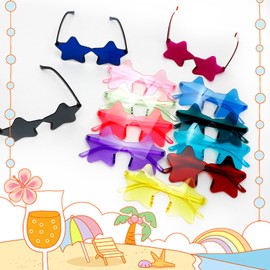 Meisuitd 12 Pairs Star Shape Sunglasses Rimless Cute Pentagram Sunglasses Colorful Transparent Candy Glasses Bachelorette Party Cool Sunglasses Favor, Unisex Party Glasses