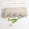 URROMA Linen Round Beige Table Cover with Lace Trim,Table Decor