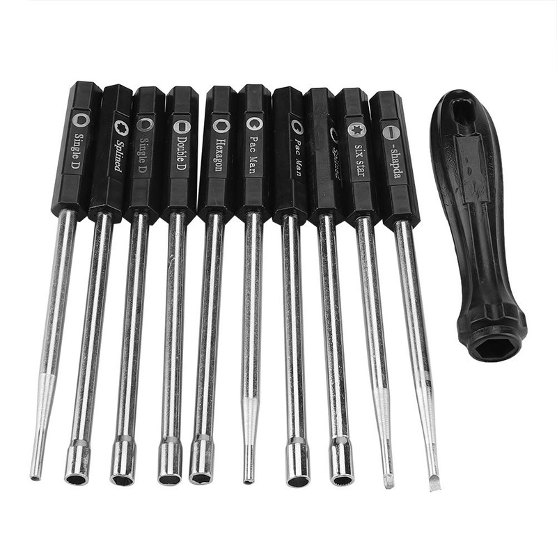 Fdit Vergaserverstellung-Set, Schraubendreher, Kartenwerkzeug, Splined, Pacman, Doppel-D-Einstellwerkzeug-Set, 10 Stück