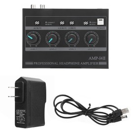 Headphone Amplifier Mixer, Headphone Amplifier 4 Channel Ferroalloy Mono Stereo Monitor Set AMPi4Ⅱ (100240V) for Sound Mixer (US Plug)