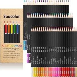 Soucolor - Lápices de colores de 72 colores para libros de colorear para adultos, suministros de regreso a la escuela, lápices de dibujo de núcleo sua