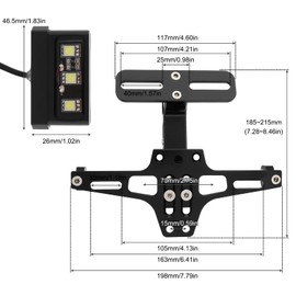 Windance Motorcycle License Plate Bracket,Universal Adjustable Fender Eliminator Kit, CNC Aluminum Tail Tidy holder with LED light (Black)