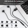 USB Computer Headset with Microphone, COOYA Magnetic Wired Earphones for
