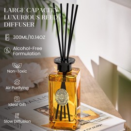 M&SENSE 10.14 oz Large Reed Diffuser Set | Neroli Noir Scent Oil Diffuser with Sticks | Bedroom Bathroom Living Room Decor