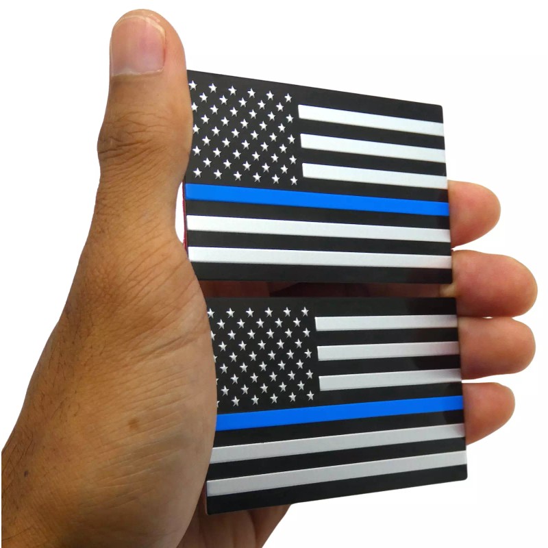 Riley Express 2x ALUMINUM Thin Blue Line Decal Sticker Car,