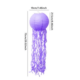 Dohia Jellyfish Paper Lanterns Pink Purple Blue Hanging Lantern for Mermaid Theme Under The Sea Ocean Fairy-Tale Birthday Party Decorations D3-SMZDL (Purple)