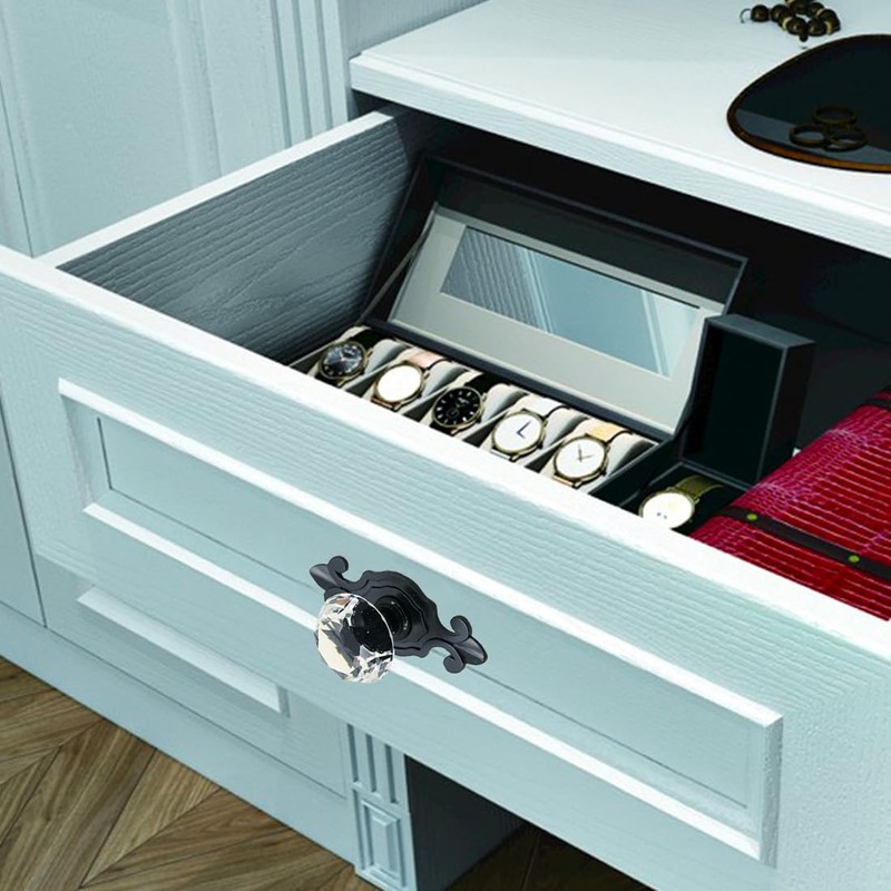 Kelier Crystal Glass Cabinet Knobs, [8 Pack] Elegant Diamond Drawer