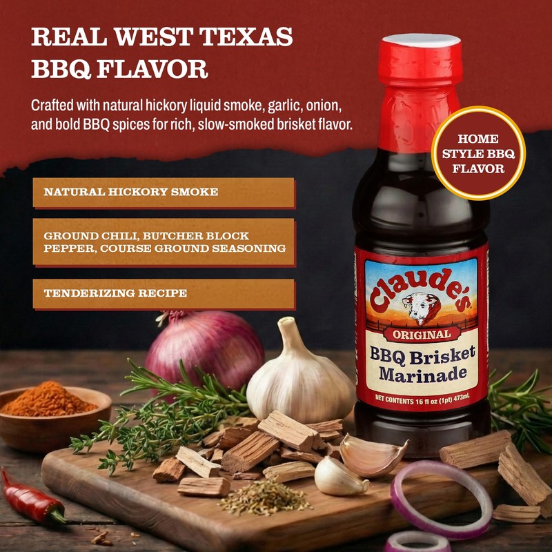 Claude's Original BBQ Brisket Marinade Sauce (Pack of 6, 16