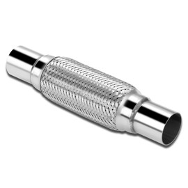 DNA MOTORING 2.2 inch Inlet Exhaust Flex Pipe 12 Inches Length 304 Stainless Steel Double Braid Heavy Duty Universal type Muffler Pipe,FXP-2-8-12