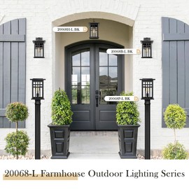 zeyu Farmhouse Outdoor Wall Light Fixture, 16 Inch Exterior Wall Sconce Lighting for Patio House, Die-Cast Aluminum with Clear Glass, Black Finish, 20068B-L BK