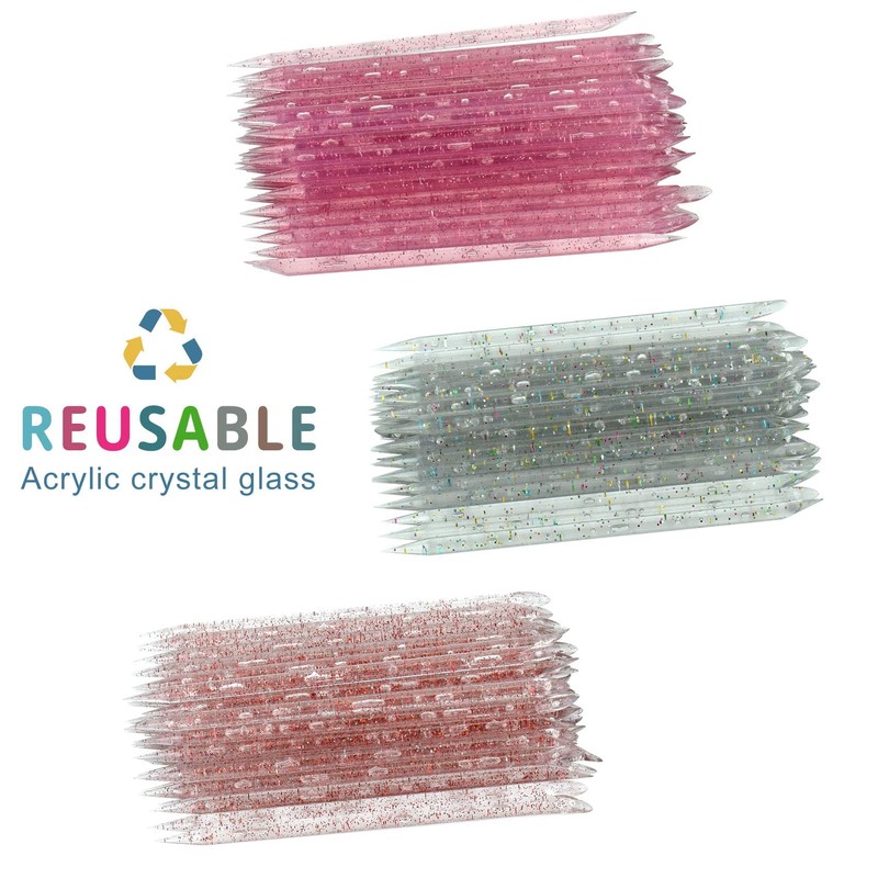100 Pcs Crystal Cuticle Sticks, Double Heads Cuticle Pushers Sticks