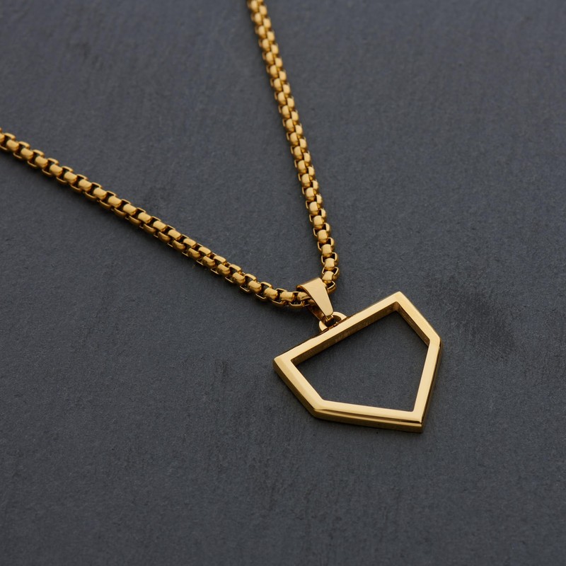 FlowX Jewelry Home Plate Pendant Necklace - Baseball Chain (24",