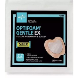 Medline Optifoam Gentle EX Bordered Foam Adhesive Dressing, 7" x 7" Sacral, 5ct