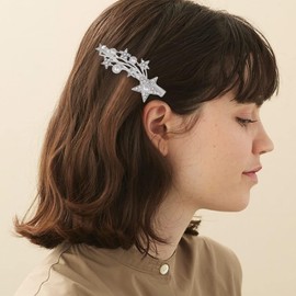 Zoestar 1 Piece Star Hair Clip Rhinestone Headpiece Pearl Crystal Hair Clip Glitter Wedding Hair Accessories for Women and Girls (Silver 1)