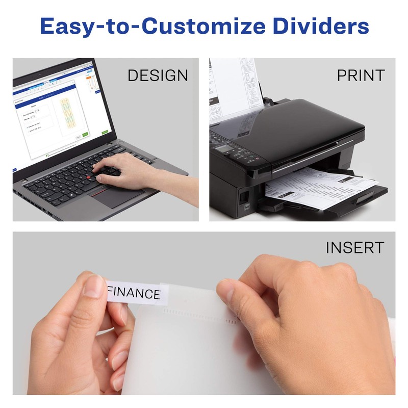 Avery 11255 - Divisores para carpetas de 3 anillos, divisores