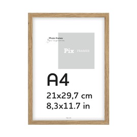 Pix FRAMES Picture Frame A4, 21 x 30 cm, Wooden Frame for Photo, Frame with Acrylic Glass Panes, Frame for Hanging and Standing, Modern Photo Frame, Oak