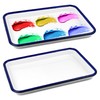 Axigundaone 2 Pcs White Enamel Butcher Tray, Rectangular Baking Pans,