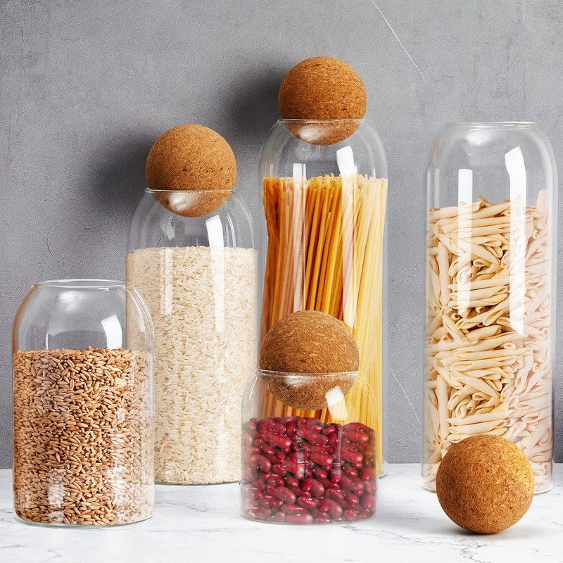 Suclain 5 Pack Storage Glass Jar Set Food Tank with