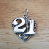 Wholesale Charms Sterling Silver 21/21st Heart Birthday Anniversary Number Charm