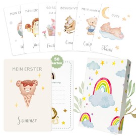 50 Milestone Cards Baby 1-12 Months Photo Cards Baby Milestones Baby Girl and Boy Month Cards 400gsm Meaningful Gifts for Birth for Baby Welcome Gift Baby Shower Party