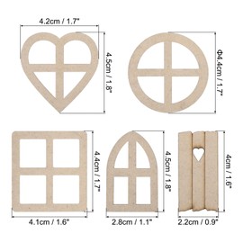 PATIKIL 5 Style Wooden Fairy Door Window, 2 Set/12Pcs Miniature Garden Doors Mini Window Fairy House Accessories for DIY Dollhouse, Natural Color