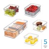 iDesign Crisp 5-Piece Recycled Plastic Refrigerator Organizer Bin Set with