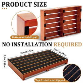 16 x 25 x 3.5 in One Step Stool for Elderly with Non-Slip Rubber Tape, Heavy Duty Wooden Platform Mobility for Seniors Adults,300 Lbs Portable Bedside Outdoor Steps for Handicap,Porch Garden Rv