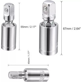 Xtreme 3 Pcs 1/2 Inch, 3/8 Inch, 1/4 Inch Drive Universal Joint Swivel Deep Sock