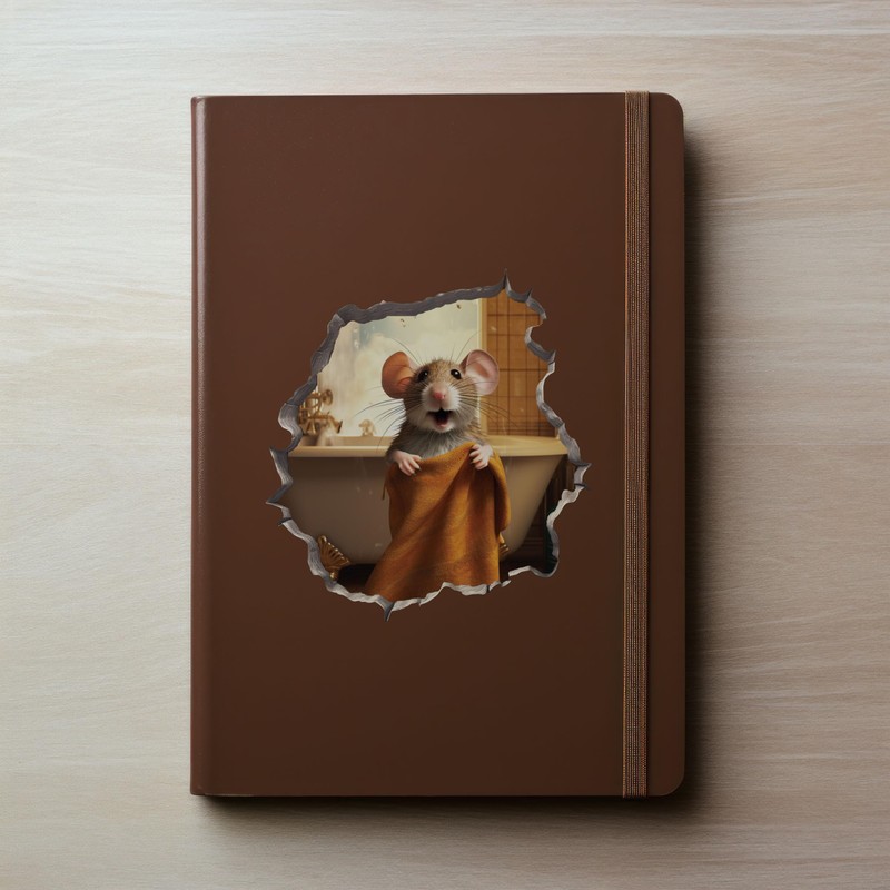 Bathroom Towel Mouse Wall Hole Decal - Wall Sticker with