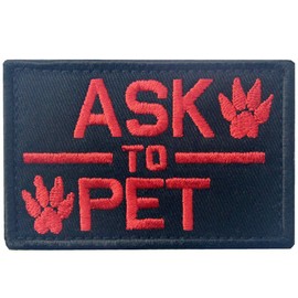 Service Dog Ask to Pet Tactical Embroidered Morale Hook & Loop Patch - Red