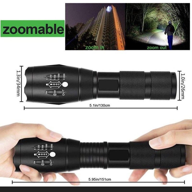Pocketman 2 Pack LED Torches High Lumen,Powerful Flashlight with 5
