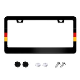 German Flag License Plate Frame Germany License Plate Frames Aluminum Car Accessories Cover with 2 Holes and Screws 12 x 6 Inch for Front Rear Car Plate Decor for Women Men