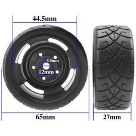 RC 1/10 Scale On Road Tires OD2.55 Rubber & Wheel Rims 12mm Hex Compatible with Traxxas 4 Tec 2.0 Tamiya TT01 XV01 Kyosho WR8 Sakura WLtoys HPI 1/10 RC On Road Racing Car