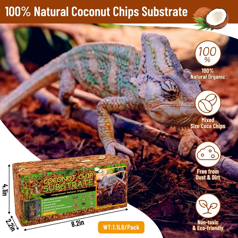 Riare 6 Pack Natural Coconut Chip Substrate for Reptiles- Compressed
