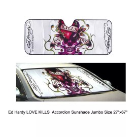 Auto Expressions Ed Hardy Love Kills Car Truck Front Windshield Accordion SunShade Jumbo Size