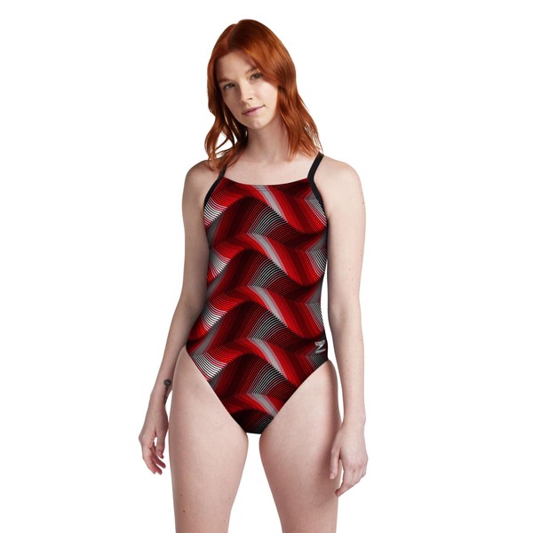 Speedo Women's Endurance Plus Strappy Crossback One Piece Printed Swimsuit