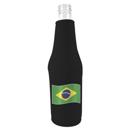 World Countries Flag Neoprene Zipper Beer Botttle Coolie (Brazil)