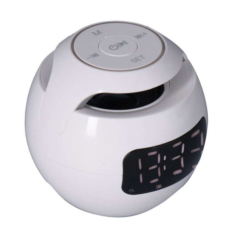 Multifunctional Bluetooth 5.0 Alarm Clock Speaker Rechargeable Ball Shape Portable