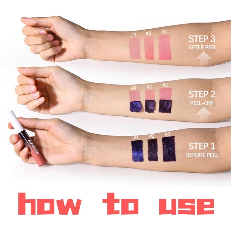 Brillo Labial Peel-Off, Tinte de Labios Despegable, Brillo y Textura
