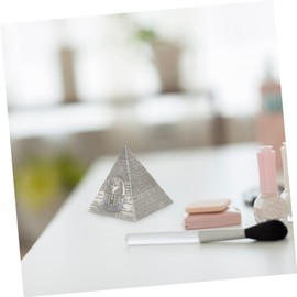 NUOLUX Desk Decor Gold Accent Decorative Metal Storage Box Container Decorate Statue Metal Pyramid Decorative Pyramid Storage Box Egyptian Pyramid Figurine Silver Jewelry