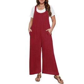TIYOMI Plus Size Jumpsuit for Women Wide Leg Summer Casual Loose Fit Sleeveless Overalls with Pockets