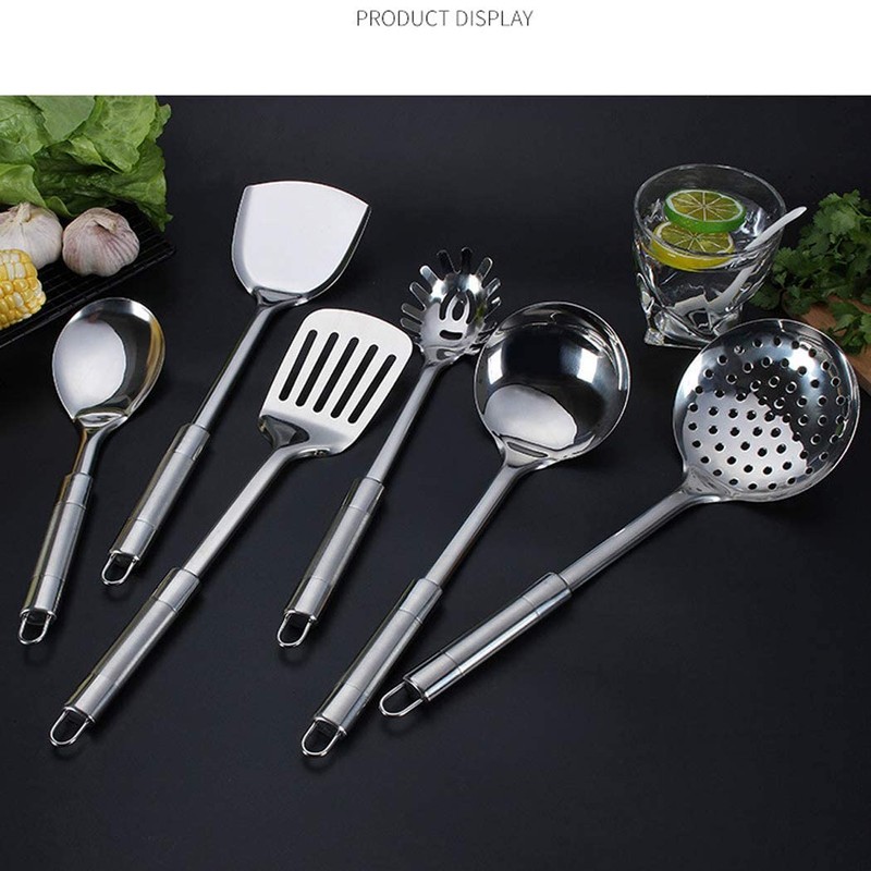 Abcsea 6 Piece Kitchen Utensils Set, Cooking Spoon, Stainless Steel