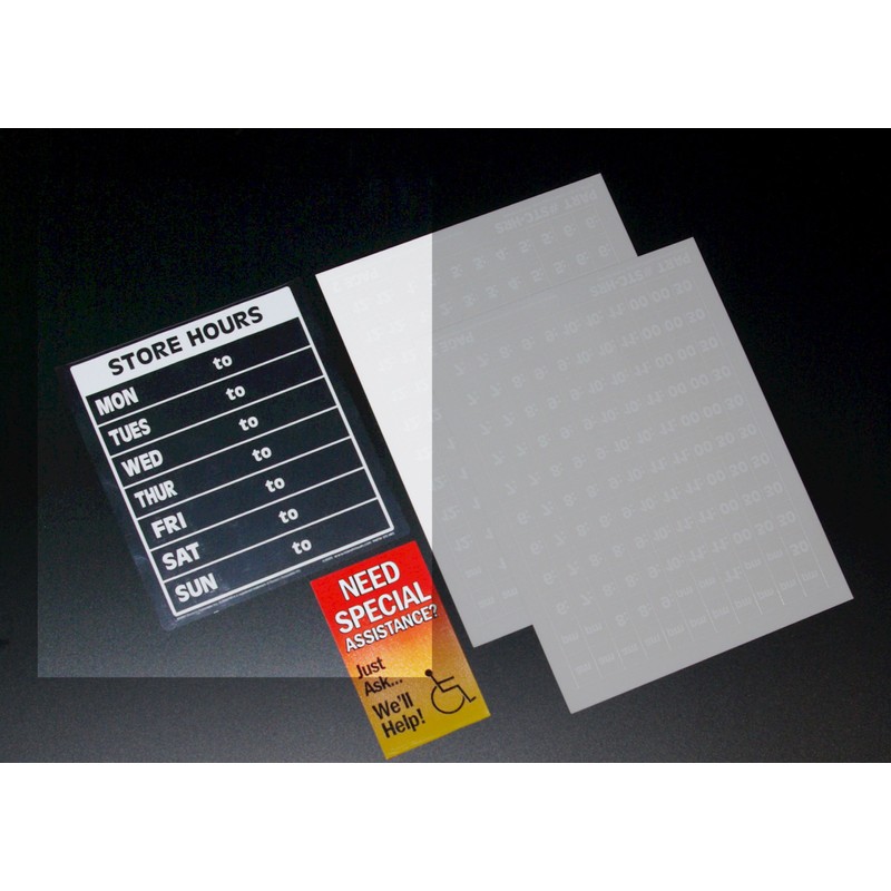 Clear Window Cling - Store Open Hours - Sign Kit
