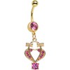 Pink Bow Tied Basket Heart Dangle Belly Ring