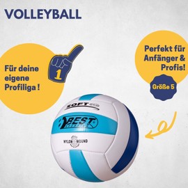 Best Sporting Volleyball Größe 5 I Ball in weiß/hellblau/blau & 18-Panel Design I hochwertiger weicher Volleyball I formbeständige Volleyball I Volleyball Outdoor mit offizieller Größe 5