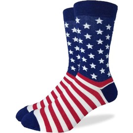 Good Luck Sock Men's American Flag Socks, Big & Tall, Shoe Size 13-17