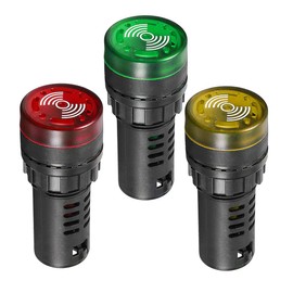 Gebildet 3 x Indicator Light with Summer AC/DC 24 V, 22 mm Panel Mount Flashing Alarm, for Electric Control Panel, HVAC, DIY Projects (Red/Yellow/Green)